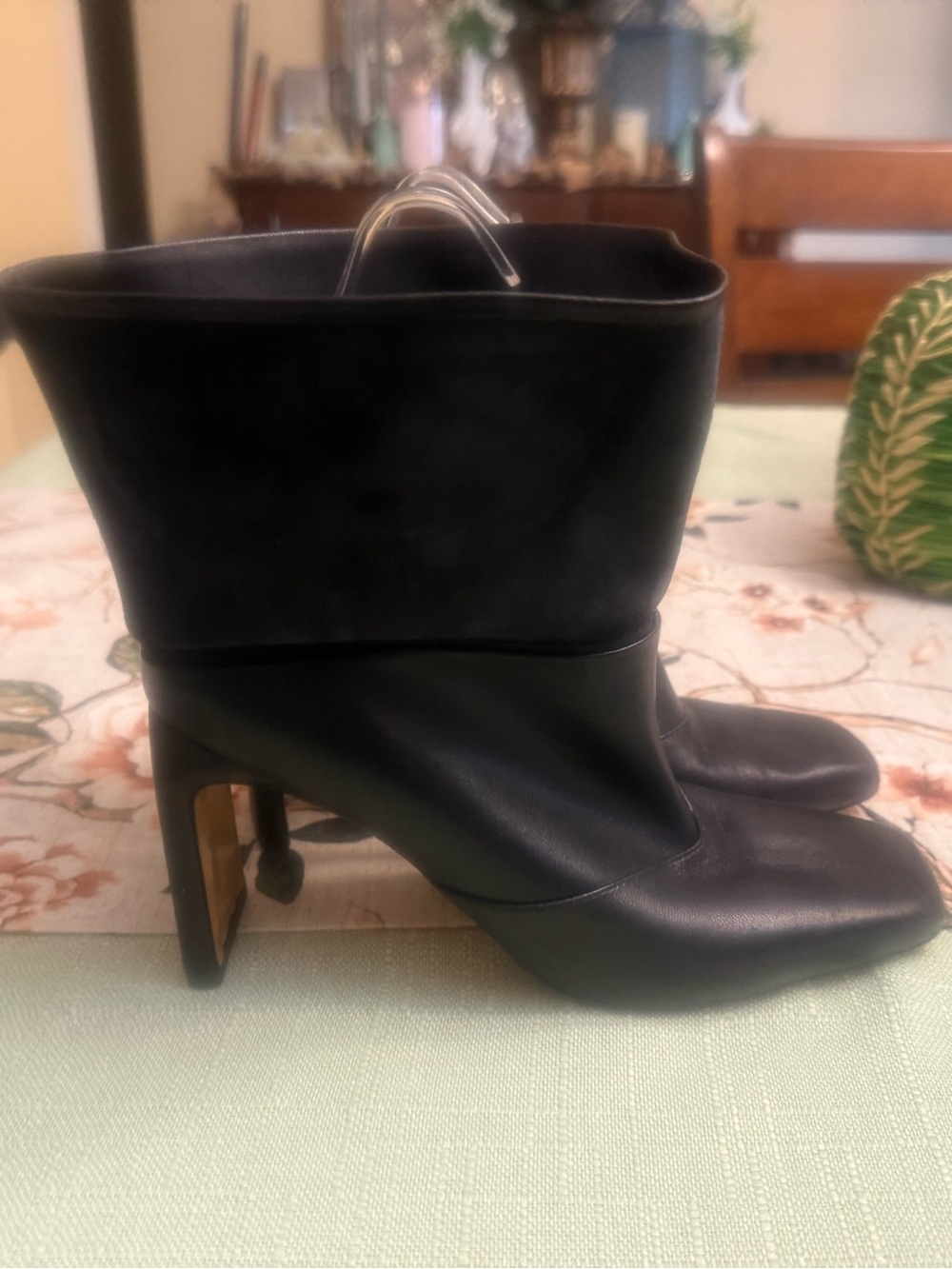 JOHNATHON SIMKHAI BLACK LEATHER SUEDE BOOTS 4” HEELS BLACK BOOTIES